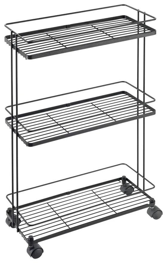 Матово черен стоманен подвижен стелаж 38x62x16 cm Lava – Metaltex