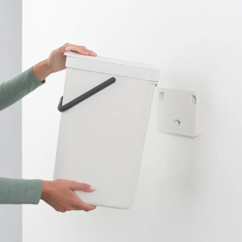 Кош за разделно събиране на боклук Brabantia Sort&Go 648978, 16 л, Дръжка, Възможност за стенен монтаж, Тъмносив