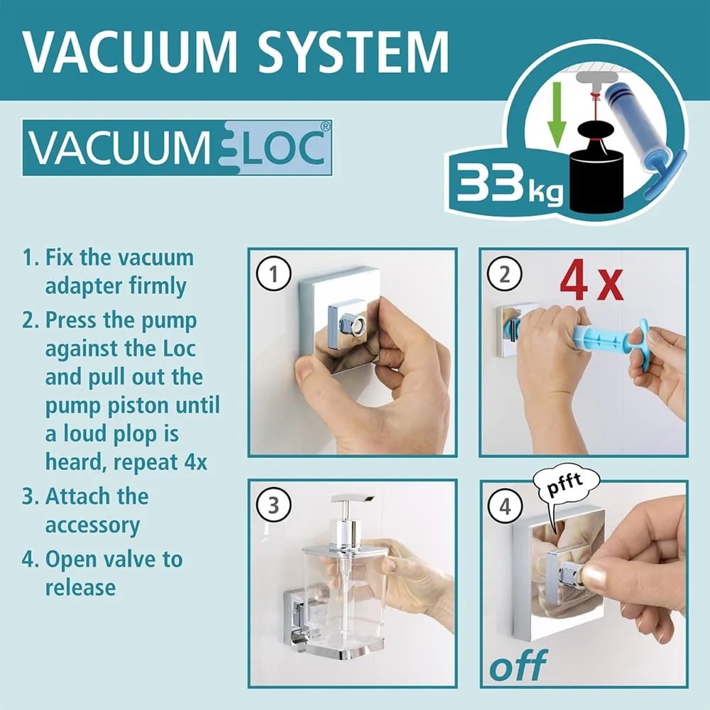 Самоносеща поставка за четка за тоалетна Vacuum-Loc, товароносимост до 33 кг - Wenko