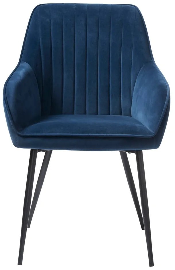 Тъмносини тапицирани трапезни столове в комплект с подлакътници 2 бр. Nolan Stripe – Unique Furniture