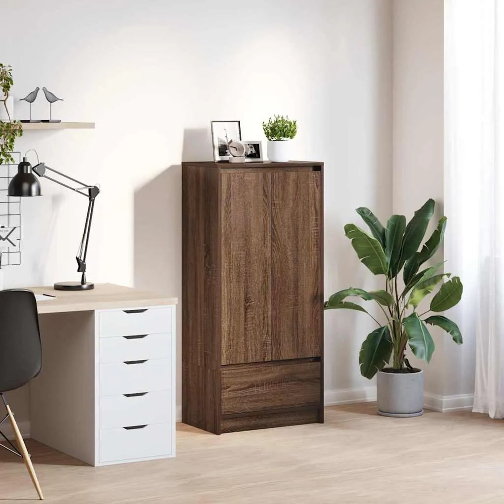861649 vidaXL Шкаф с чекмеджета, кафяв дъб 55,5x34x119,5 см, инженерно дърво