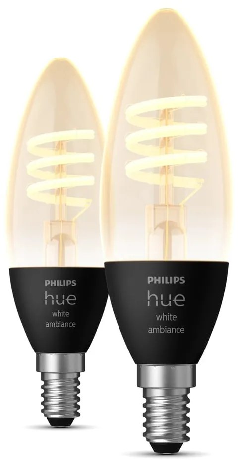 Комплект крушки с нажежаеми жички 2 бр. E14, 5 W White ambiance – Philips Hue