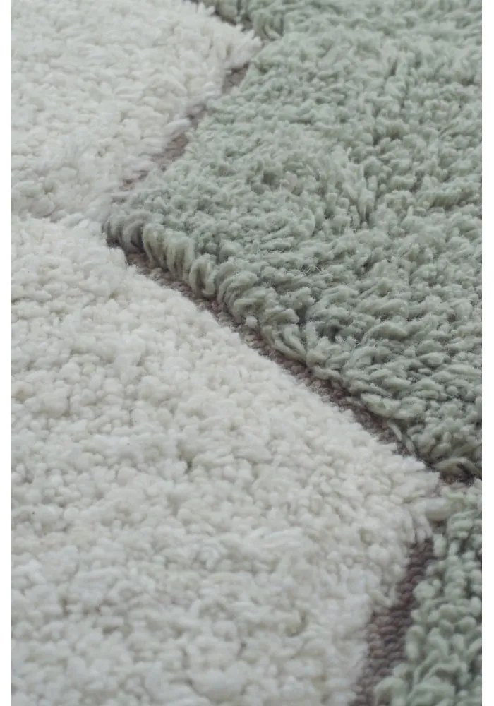 Светлозелен ръчно изработен памучен кръгъл килим подходящ за пране ø 140 cm Honeycomb Blue Sage – Lorena Canals