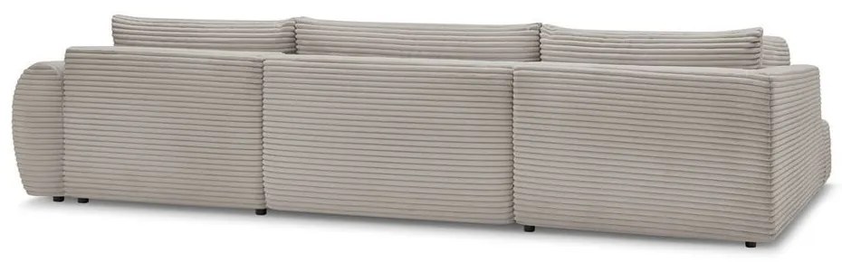 Светлосиво-бежов разтегателен ъглов диван от рипсено кадифе (десен ъгъл/"U" форма) Lucien – Bobochic Paris