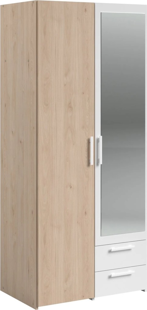 Гардероб Dorm 2-врати с огледало-Сонома - бял