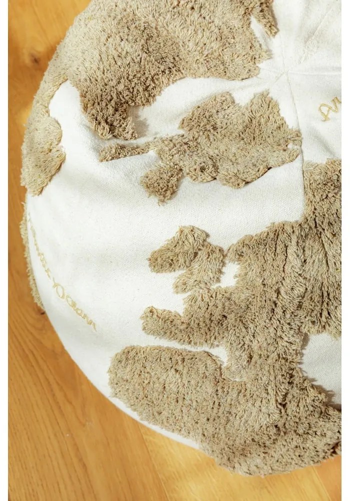 Детски пуф в зелен и кремав цвят World Map – Lorena Canals