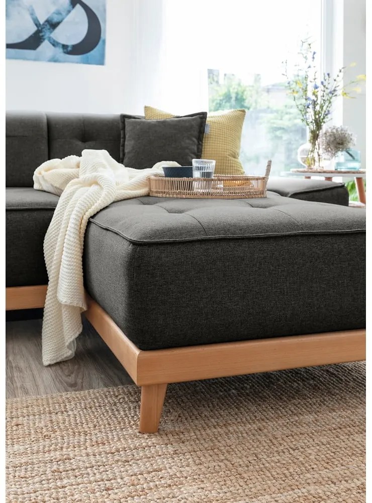 Тъмно сив U-образен разтегателен диван, ляв ъгъл Dazzling Daisy - Miuform