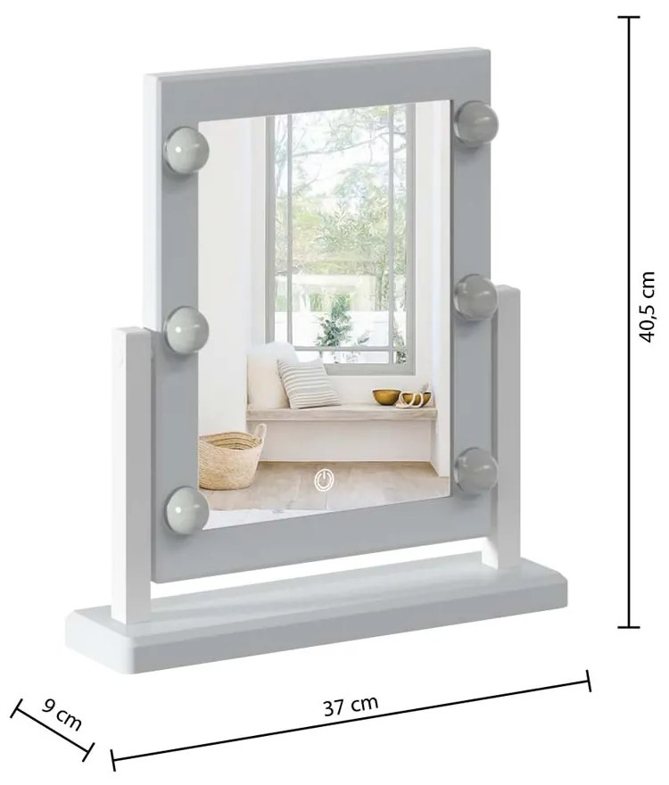 HOLLYWOOD КОЗМЕТИЧНО ОГЛЕДАЛО С LED ОСВЕТЛЕНИЕ 40/37 СМ