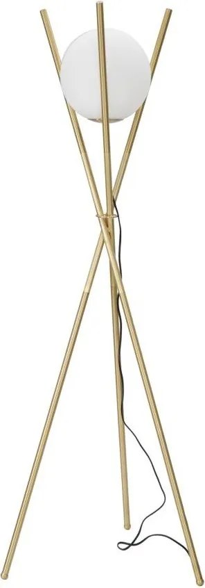 Бяла/златистa подова лампа със стъклен абажур (височина 155 cm) Glamy – Mauro Ferretti