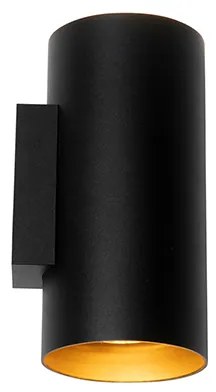 Интелигентна стенна лампа черна със злато 2-светлина с Wi-Fi GU10 - Sab