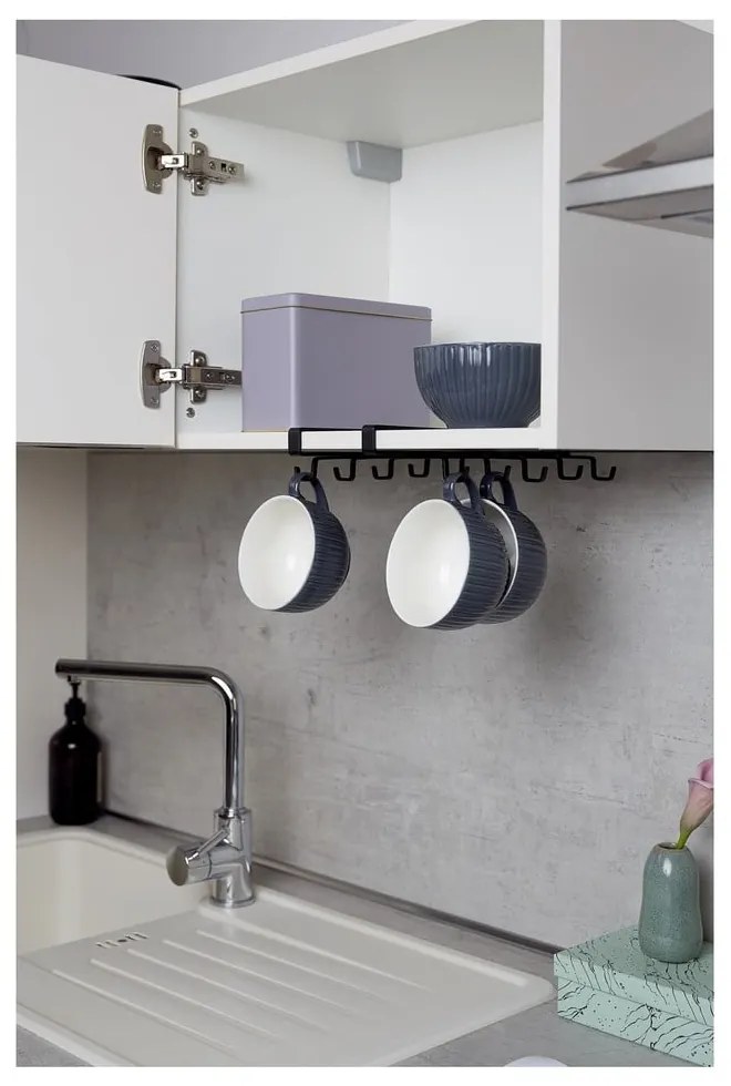 Черна двуредова стойка за 8 чаши - Wenko