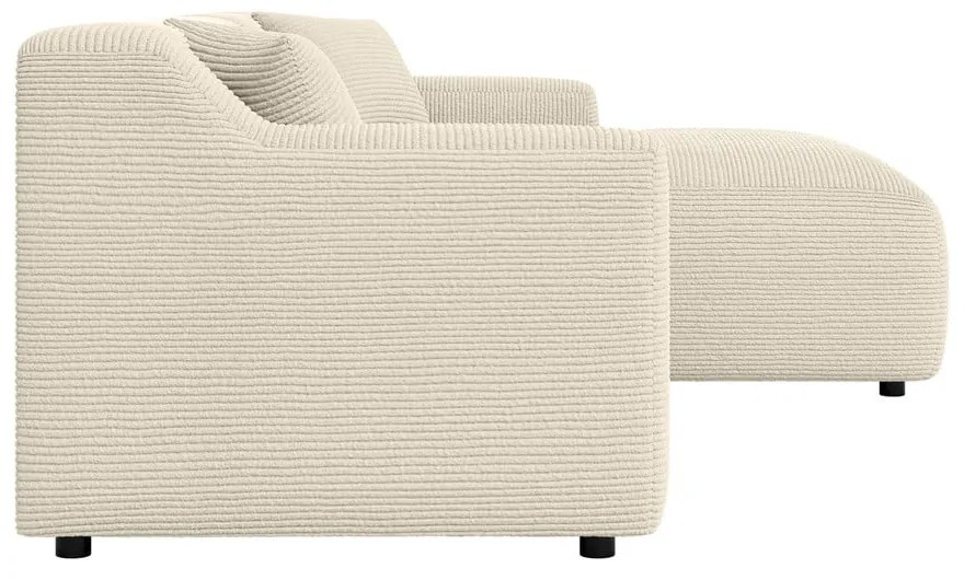 Бежово-кремав ъглов диван от рипсено кадифе (десен ъгъл) Martin – Ropez