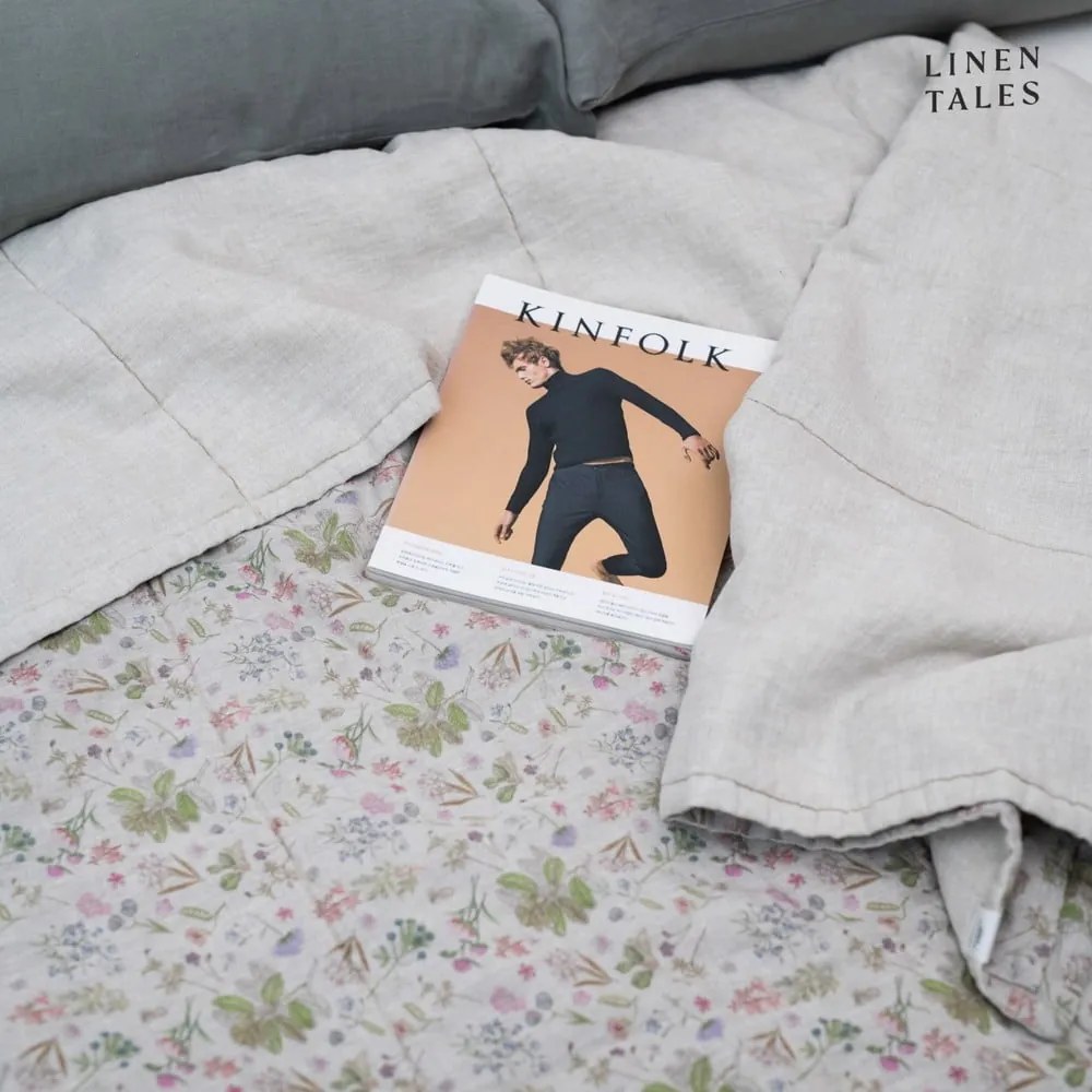 Ленена ватирана покривка за легло в естествен цвят 220x230 cm Botany 2 & Melange – Linen Tales