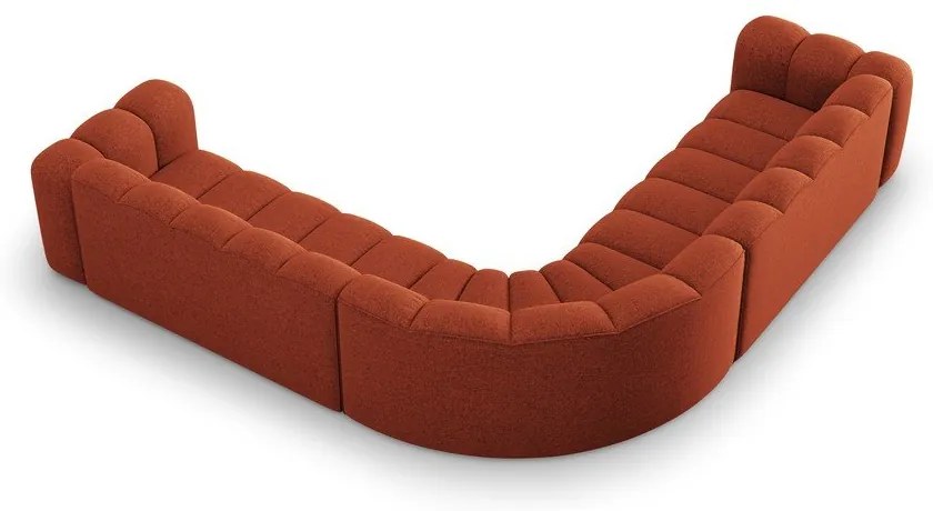 Шенилов модулен ъглов диван в тухлен цвят Lupine – Micadoni