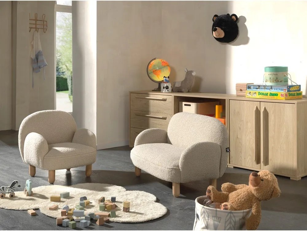 Бежов детски стол от прежда с примки от букле Rocky – Vipack