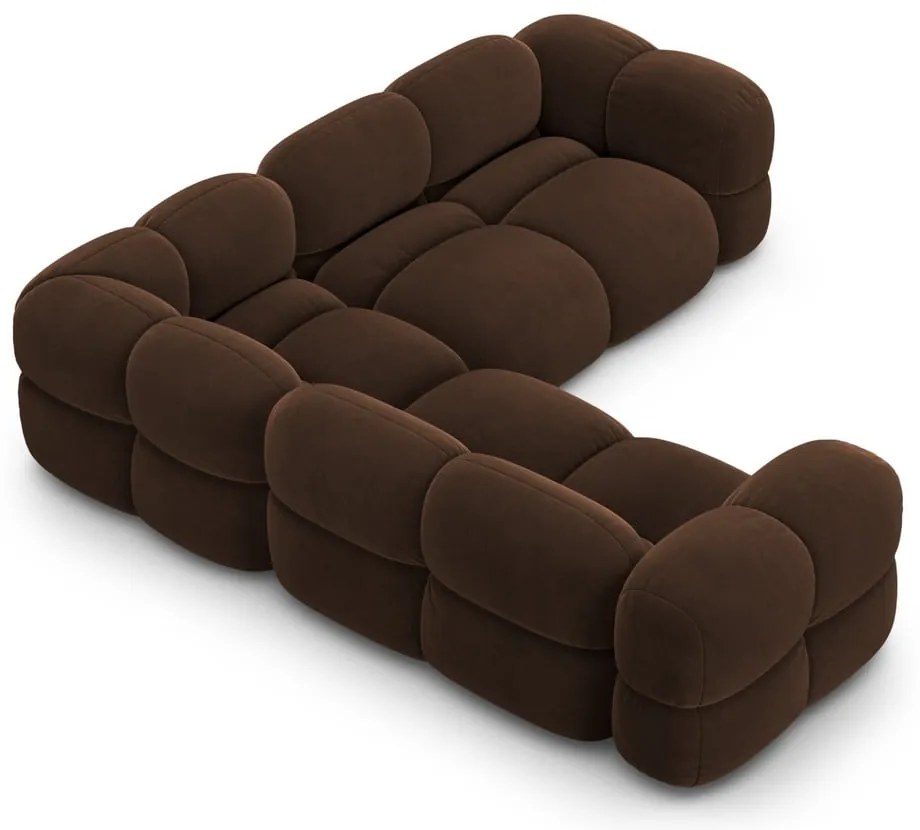 Тъмнокафяв кадифен ъглов диван Loretto – Cosmopolitan Design