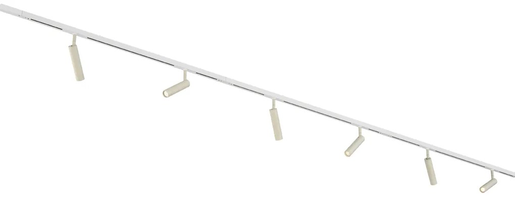 Модерна релсова система за осветление с 6 прожектора бежово и бяло 1-фазов - Slimline Uzzy