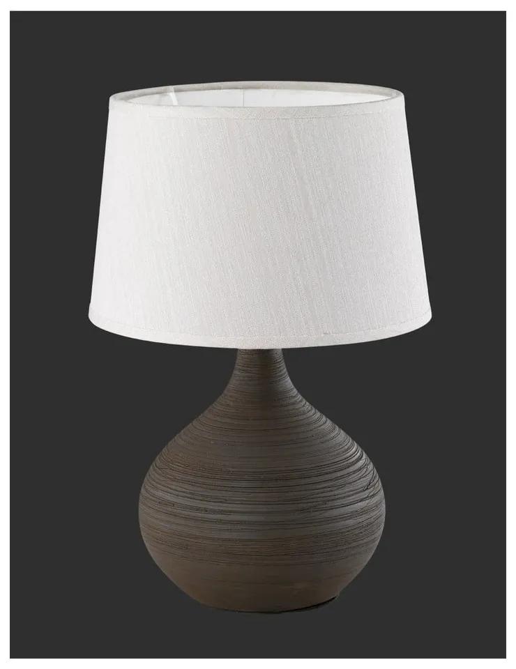 Тъмнокафява настолна лампа от керамика и плат, височина 29 cm Martin - Trio