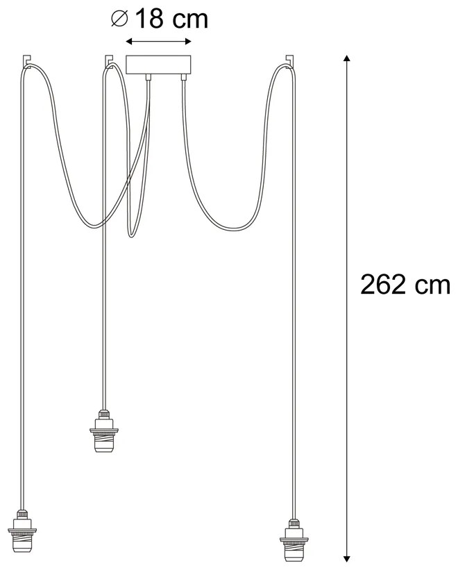 Външна висяща лампа черна 3 светлини IP44 - Cava