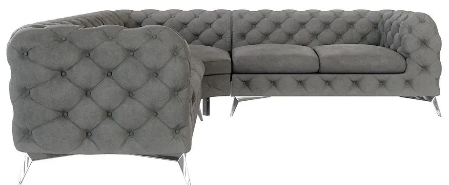 Сив кадифен ъглов диван Chelsea – Ropez