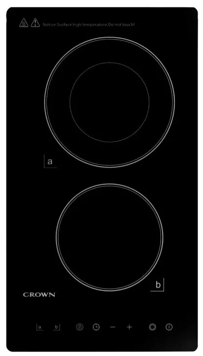Плот за вграждане с разширяема зона Crown VCP 32D, 3000W, Таймер, Двоен, Тъч скрийн, Черен