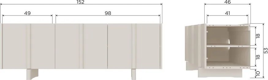 Светлосива маса за телевизор от масивен бор 152x53x46 cm Basu – WOOOD