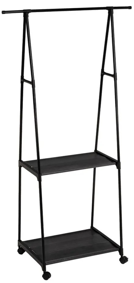 Черна метална стойка за дрехи на колелца 84x43x156 cm – Casa Selección