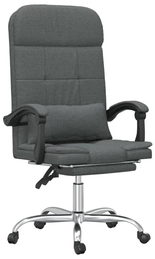 349706 vidaXL Масажен наклоняем офис стол, тъмносив, текстил