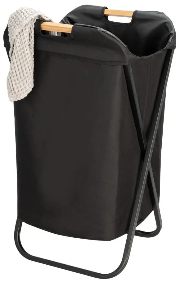 Черен сгъваем кош за пране Loft - Wenko