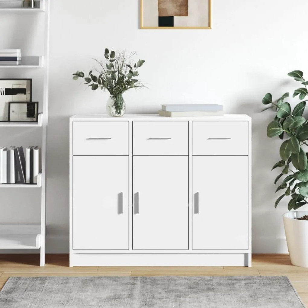823008 vidaXL Бюфет, бял, 91x28x75 см, инженерно дърво