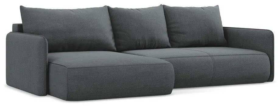 Сив разтегателен ъглов диван с място за съхранение (ляв ъгъл) Nanea – Makamii