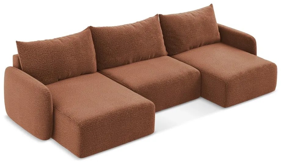 Разтегателен ъглов диван с място за съхранение в тухлен цвят Kalena – Makamii