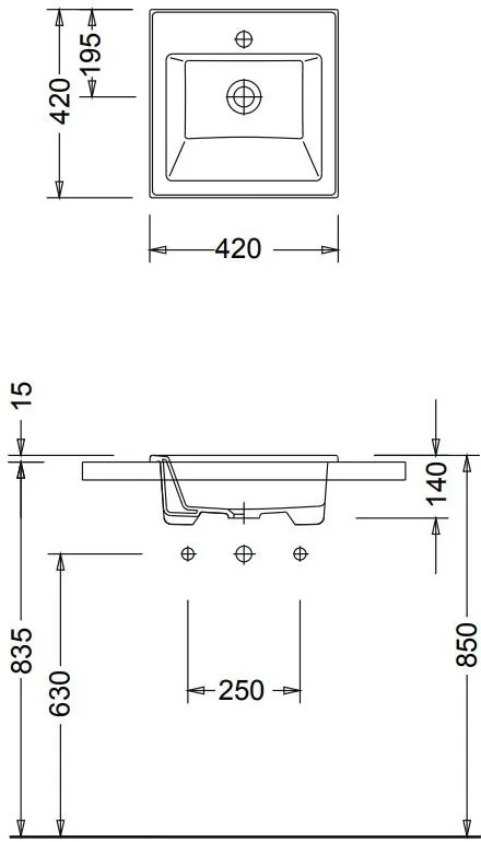 Умивалник Serel ένθετος-Length 42 cm.