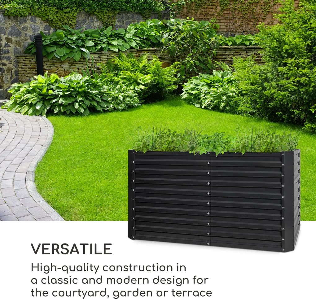 Blumfeldt High Grow Straight, повдигната леха, 200 x 90 x 100 cm, 1800 l, стомана