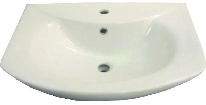 Мивка за баня ICC 6552, стенен монтаж, с отвор за смесител, порцелан, бял, 65x52х18см