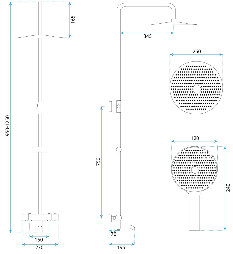 Душ система с Термостат Rea Lungo Diamond Copper