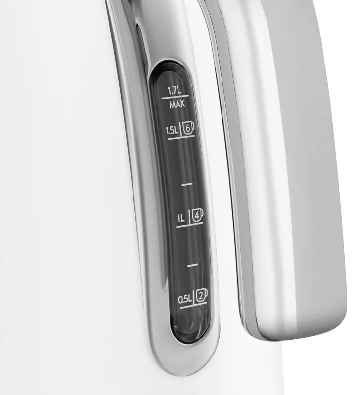 Електрическа кана SMEG KLF03WHEU, 2400W, 1.7 л, Неръждаема стомана, Миещ се филтър, Авто. изключване, Бял
