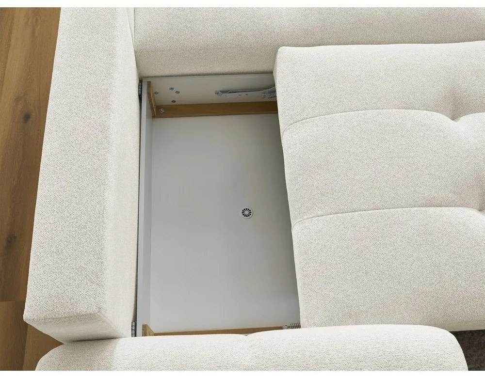 Бял шенилов разтегателен ъглов диван с място за съхранение (десен ъгъл) Roxelane – Bobochic Paris