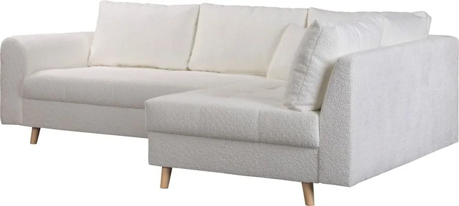 Бял ъглов диван от плат букле (десен ъгъл) Ariella - Ropez