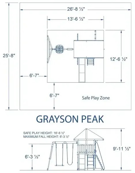 Кула за игра Grayson Peak с люлки, пързалка и стена за катерене