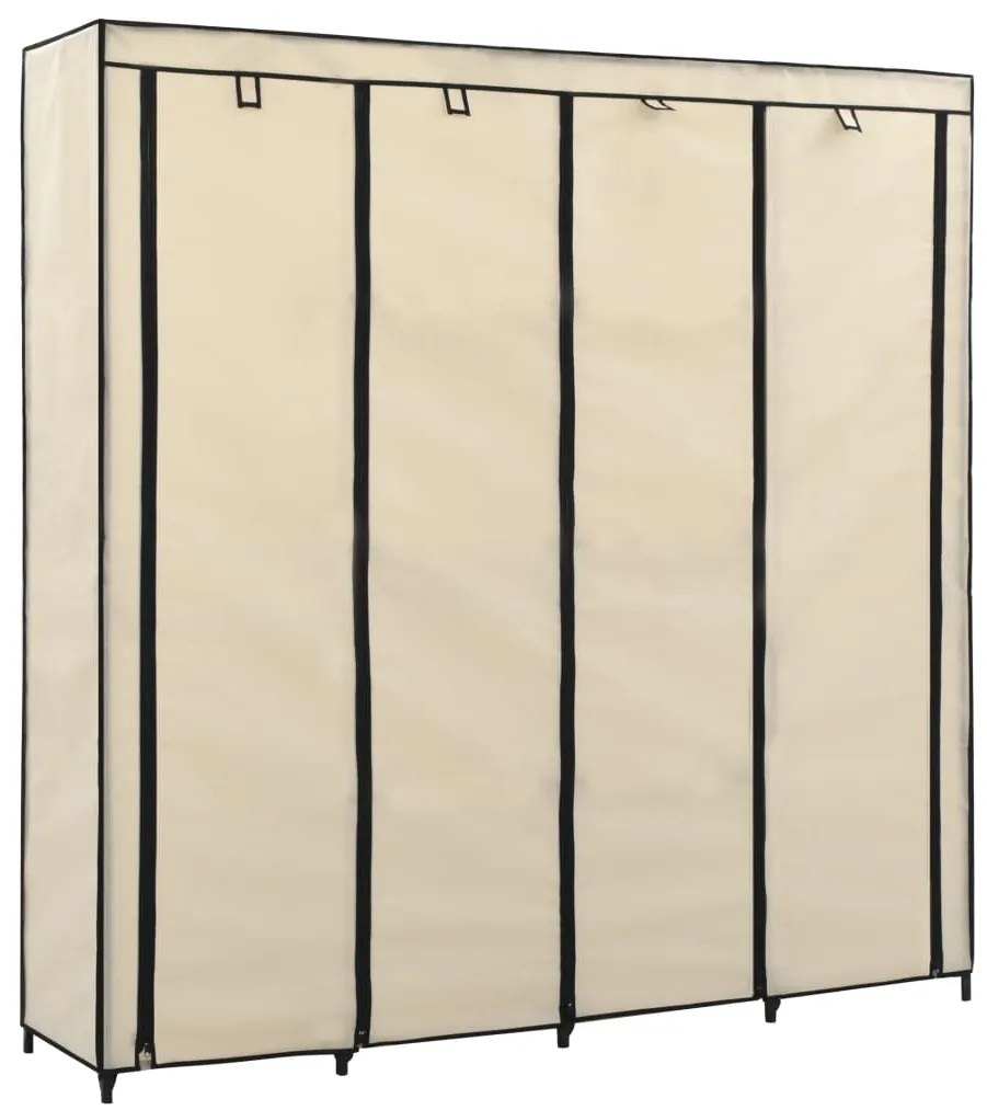 282447 vidaXL Гардероб с 4 отделения, кремав, 175x45x170 см