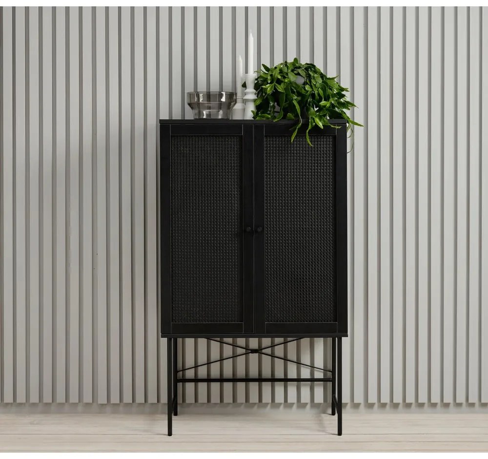 Черен шкаф от дъб 80x135 cm Pensacola - Unique Furniture