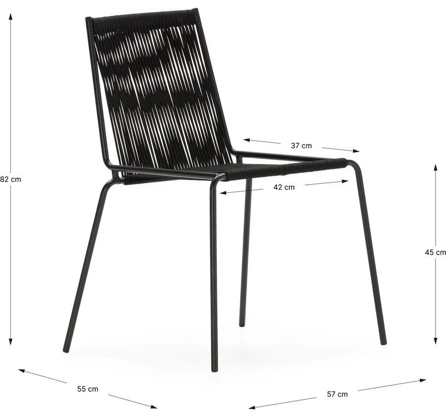 Черни метални трапезни столове в комплект за подреждане 2 бр. Emily – Marckeric