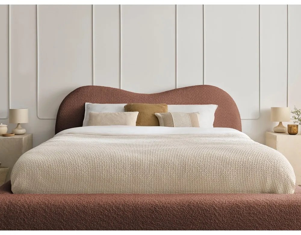 Оранжево тапицирано двойно легло с място за съхранение с включена подматрачна рамка 180x200 cm Orlane – Bobochic Paris