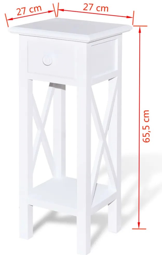 Странична маса с чекмедже, бяла