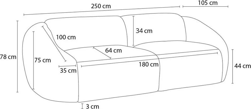 Кафяво-сив диван от рипсено кадифе 250 cm Tina – Bobochic Paris