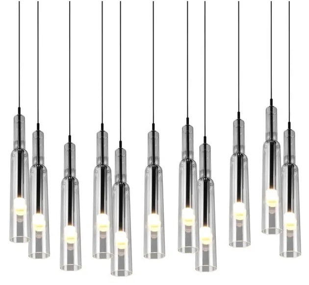 LED висящо осветително тяло със стъклен абажур в черно-сребристо Lucent - Trio Select