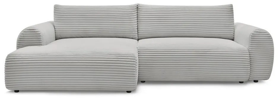 Светлосив разтегателен ъглов диван от рипсено кадифе (ляв ъгъл) Lucien – Bobochic Paris