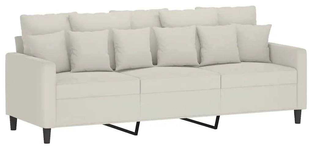 359321 vidaXL 3-местен диван, кремав, 180 см, кадифе