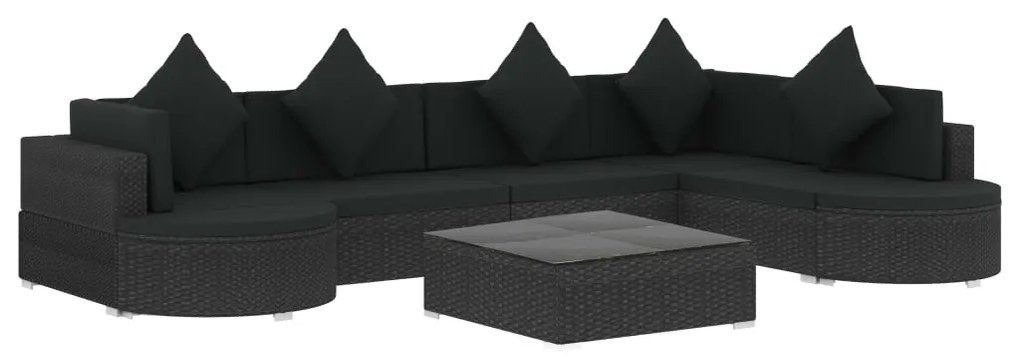 46751 vidaXL Градински комплект с възглавници, 8 части, черен полиратан